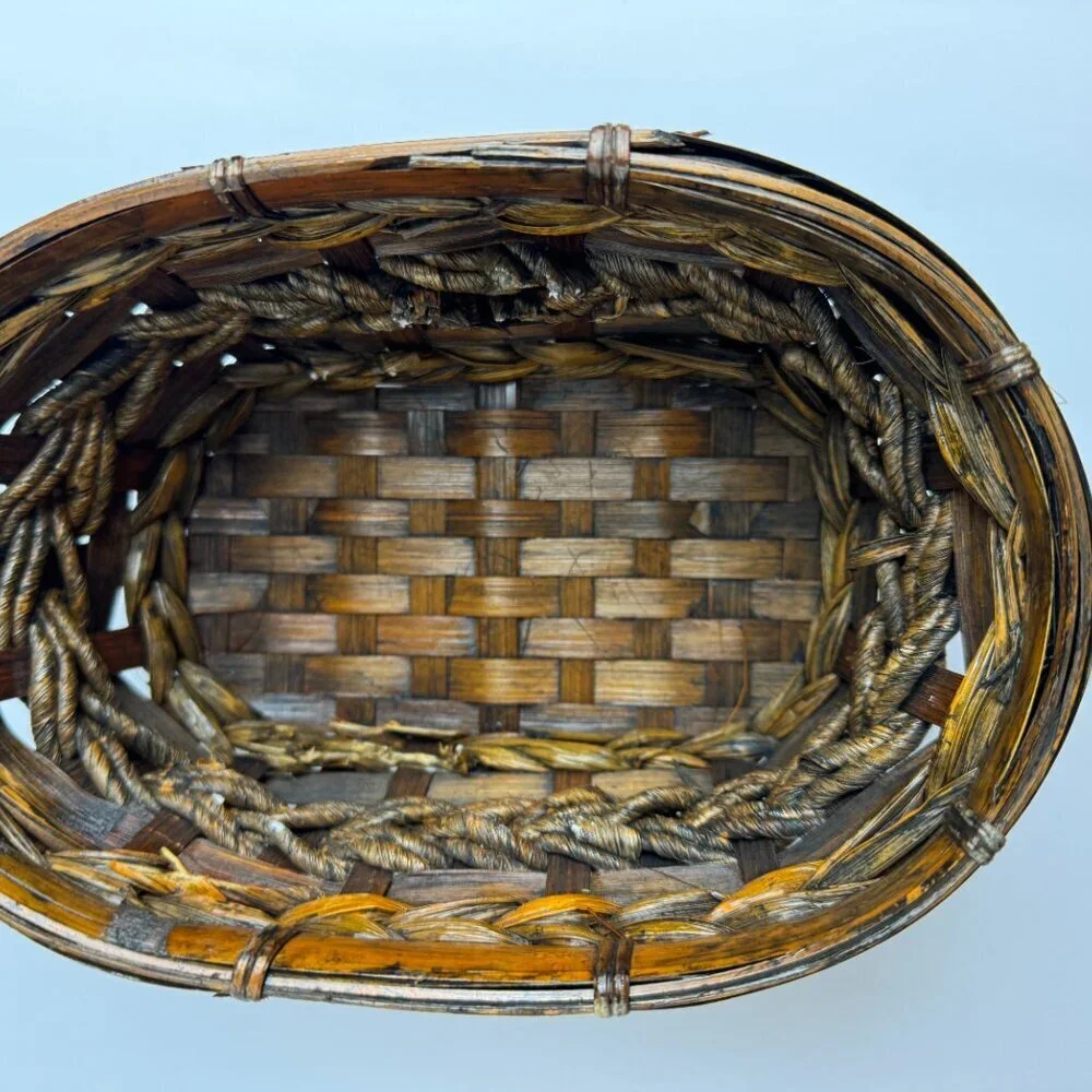 NEW Vintage Bamboo Wicker Hanakago Basket Lackered